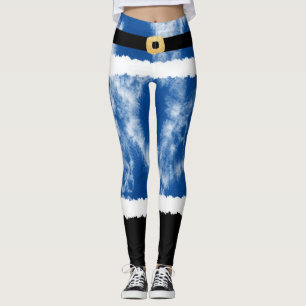 Blue Tie Dye Santa Claus Costume Christmas Leggings