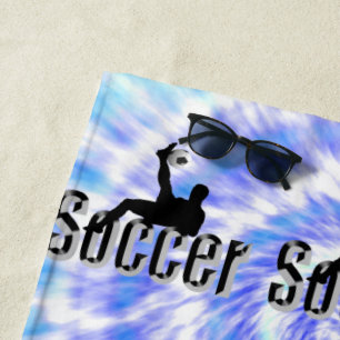 Blue Tie Dye Soccer Design, Beach Towel