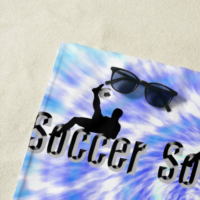 Blue Tie Dye Soccer Design, Beach Towel (In Situ)