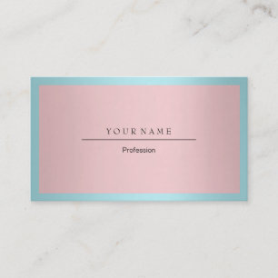 Blue Tiffany Ocean Frame Minimal Pink Metallic Business Card