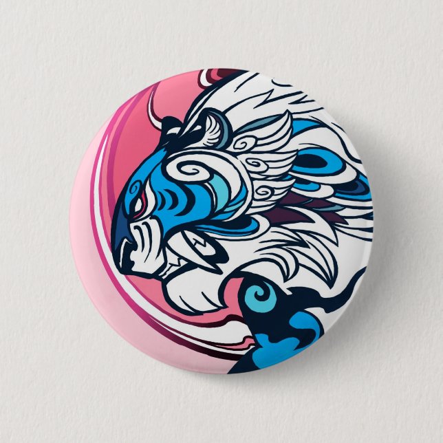 Blue Tiger 6 Cm Round Badge (Front)