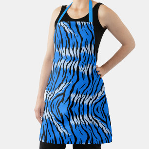 Blue Tiger Animal Skin Pattern Design  Apron