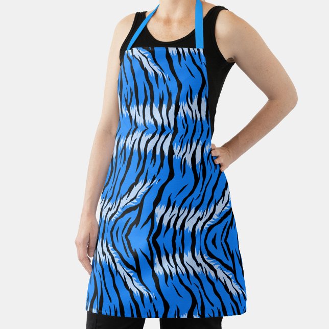 Blue Tiger Animal Skin Pattern Design  Apron (Creator Uploaded)