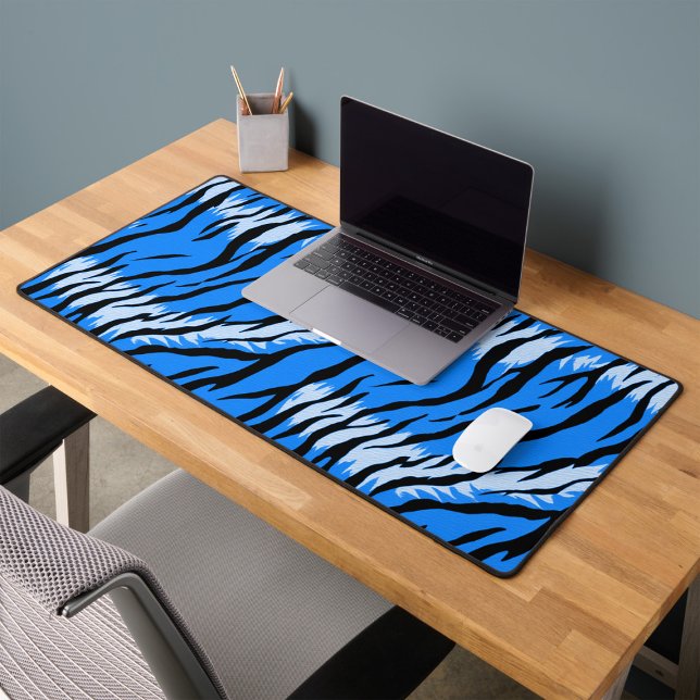 Blue Tiger Animal Skin Pattern Design  Desk Mat (Creator Uploaded)