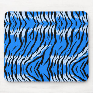 Blue Tiger Animal Skin Pattern Design Mouse Mat