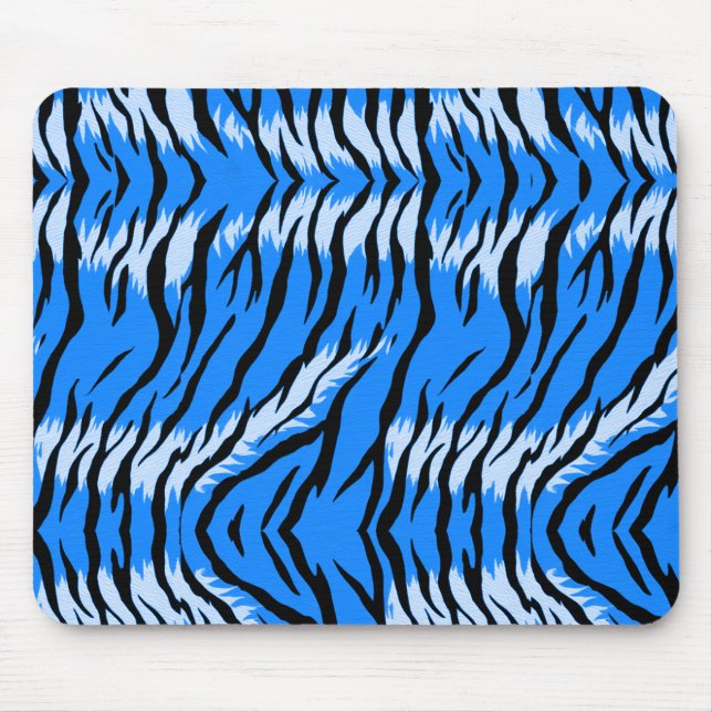 Blue Tiger Animal Skin Pattern Design  Mouse Mat (Front)