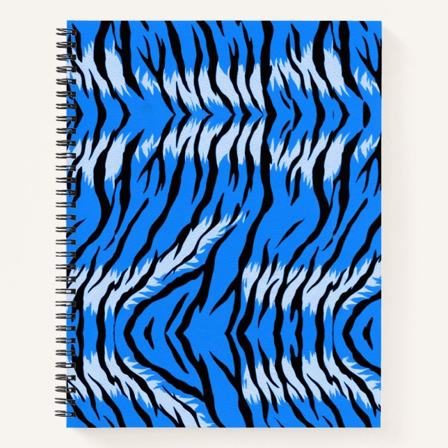 Blue Tiger Animal Skin Pattern Design  Notebook (Front)