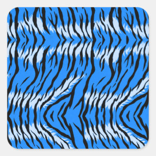 Blue Tiger Animal Skin Pattern Design Square Sticker