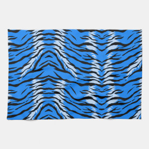 Blue Tiger Animal Skin Pattern Design Tea Towel