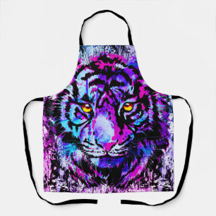 Blue Tiger Apron Colourful Tiger Face