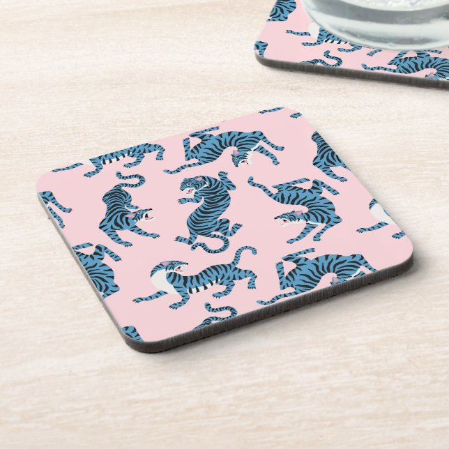 Blue Tiger Asian Pattern Coaster (Left Side)
