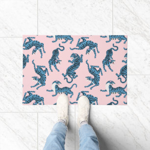 Blue Tiger Asian Pattern Doormat