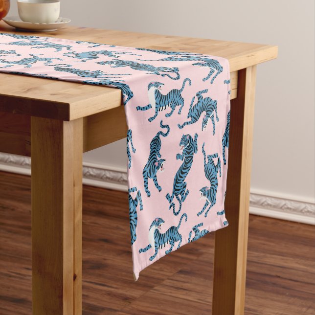 Blue Tiger Asian Pattern Medium Table Runner (In Situ)