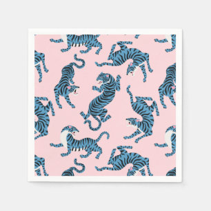 Blue Tiger Asian Pattern Napkin
