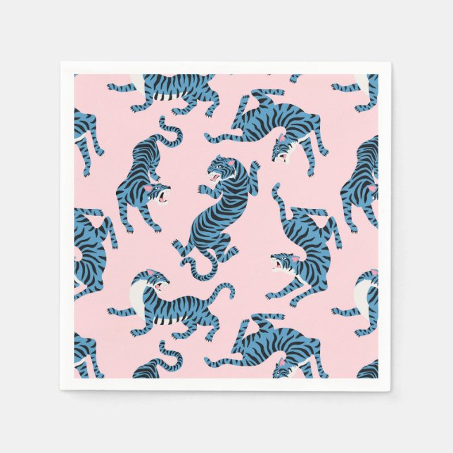 Blue Tiger Asian Pattern Napkin (Front)