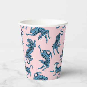 Blue Tiger Asian Pattern Paper Cups