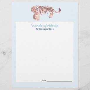 Blue Tiger Baby Shower Advice Card Flyer