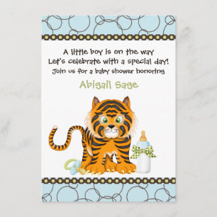 Blue Tiger Baby Shower Invitation for Boys