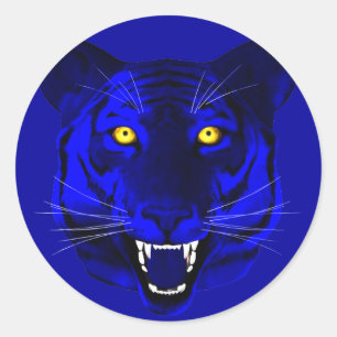 Blue Tiger Classic Round Sticker