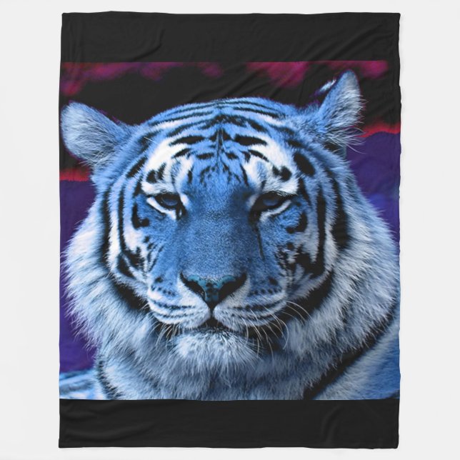 Blue Tiger Fleece Blanket (Front)