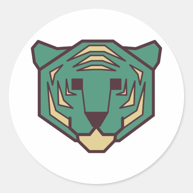Blue Tiger Head Classic Round Sticker (Front)