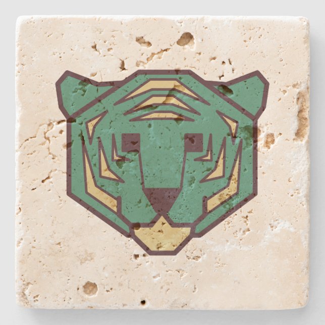 Blue Tiger Head Stone Coaster (Front)