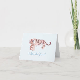 Blue Tiger Mum & Cub Baby Shower Thank You Card