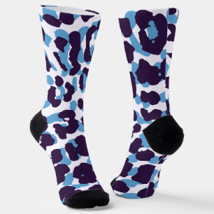 Blue Tiger Print Custom Sustainable Premium Crew Socks