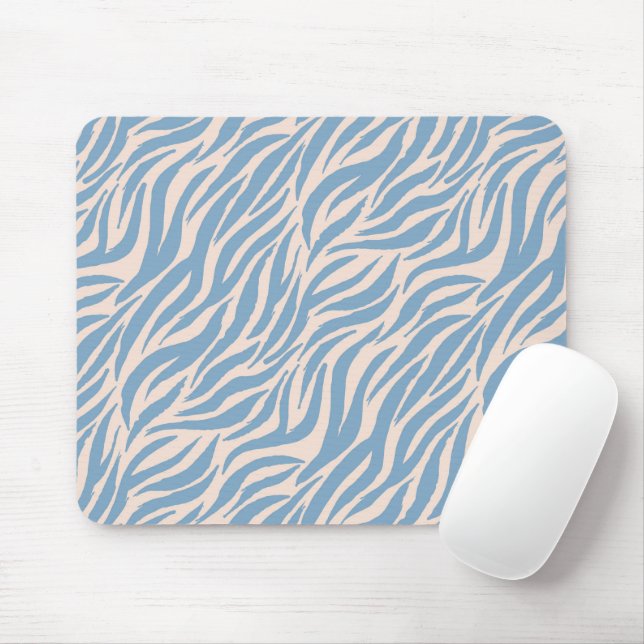 Blue Tiger Stripes Animal Pattern Mouse Mat (With Mouse)