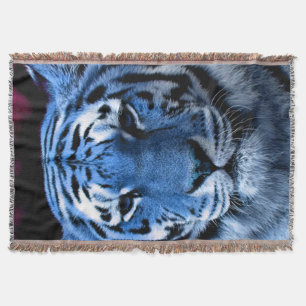 Blue Tiger Throw Blanket