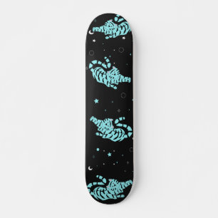 Blue Tigers on Starry Background Skateboard