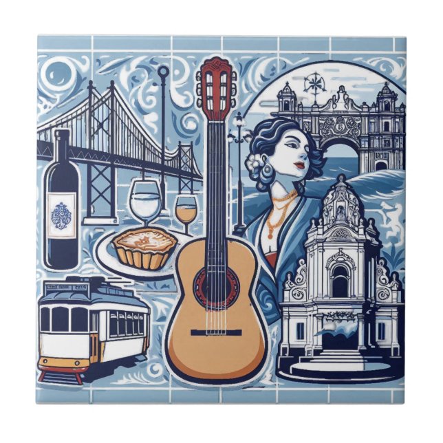 Blue tile about Lisbon and Portuguese culture (Front)