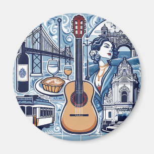 Blue tile about Lisbon and Portuguese culture Magnet