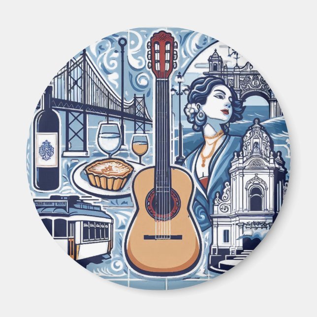 Blue tile about Lisbon and Portuguese culture Magnet (Front)