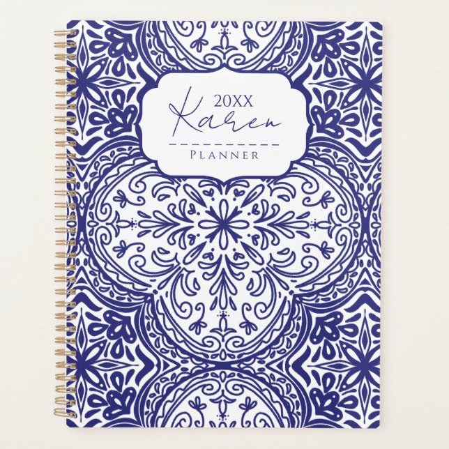 Blue Tile Bliss Hardcover Planner (Front)