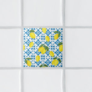 Blue Tile French Country Lemon Pattern