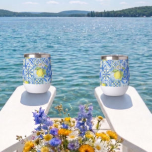 Blue Tile French Country Lemon Pattern Home Decor