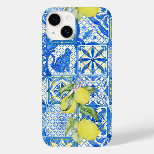 Blue Tile French Country Lemon Pattern Home Decor Case-Mate iPhone 14 Case