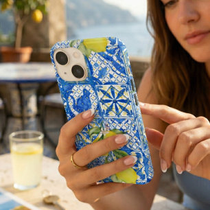 Blue Tile French Country Lemon Pattern Home Decor Case-Mate iPhone 14 Case