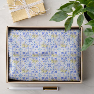 Blue Tile French Country Lemon Pattern Tissue Paper
