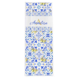 Blue Tile French Country Lemon Pattern Wine Gift Bag