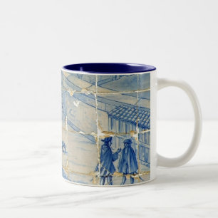 Blue tile (Full picture) Two-Tone Coffee Mug