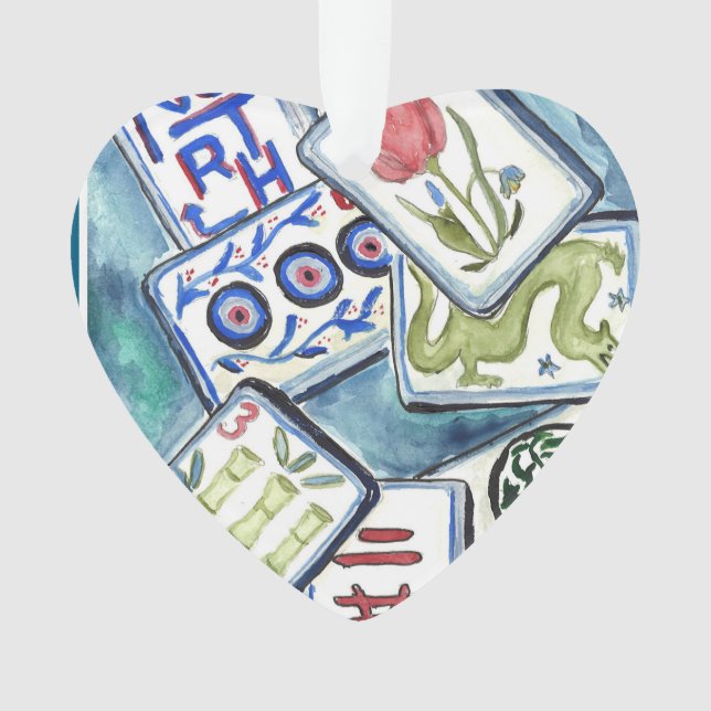 Blue tile heart ornament (Front)