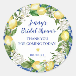Blue Tile Lemon Italian Bridal Shower Stickers
