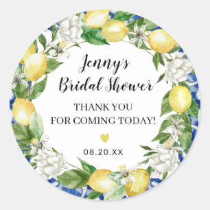 Blue Tile Lemon Italian Bridal Shower Stickers