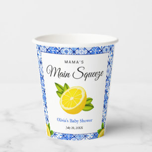 Blue Tile Lemon Mama's Main Squeeze Baby Shower Paper Cups