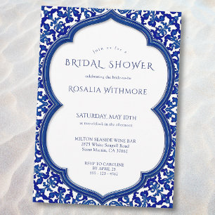 Blue Tile Mediterranean Bridal Shower Invitation