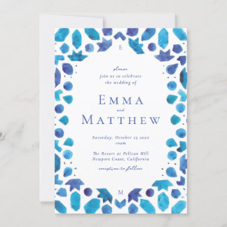 Blue Tile Mediterranean Wedding Invitation
