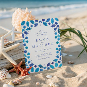 Blue Tile Mediterranean Wedding Invitation