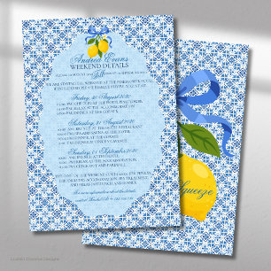 Blue Tile Mediterranean with Lemons Bridal Shower Invitation